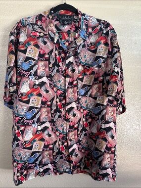 Nicole Miller Vintage 1994 Barbie Limited Edition Adult M Silk Camp Shirt